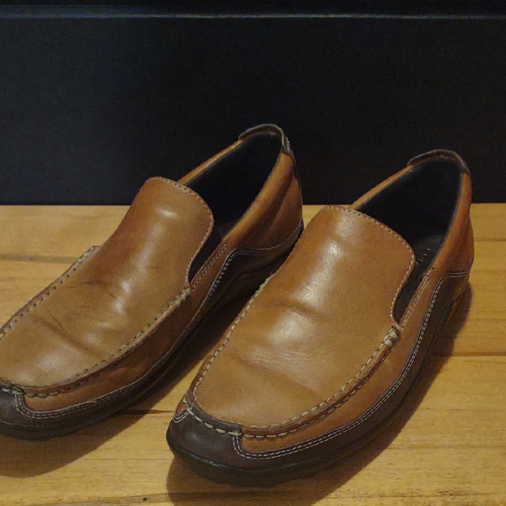 Cole Haan Mens 11M Tucker‎ Venetian Tan Leather Slip-On Loafers